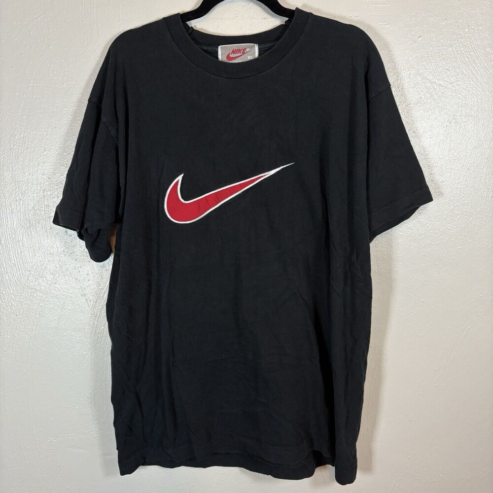 Vintage 90s Nike Big Logo Center Swoosh T Shirt Mens XL Made In USA